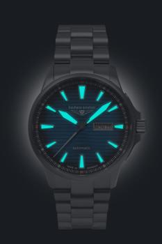 Preview: Bauhaus Aviation Herrenuhr Automatik mit Day Date und Metallarmband